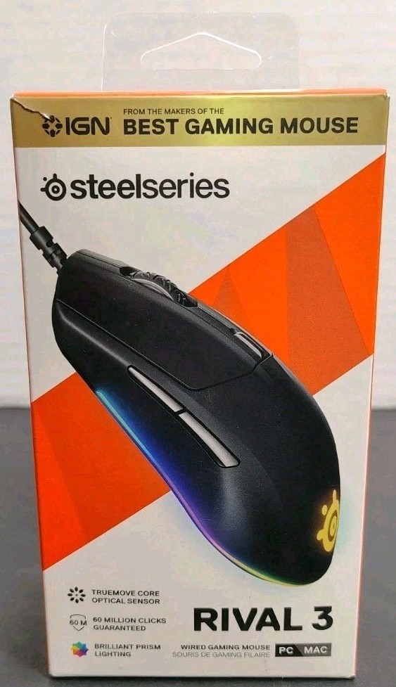 SteelSeries Wired Optical Gaming Mouse, Black, LED/RGB Lighting
