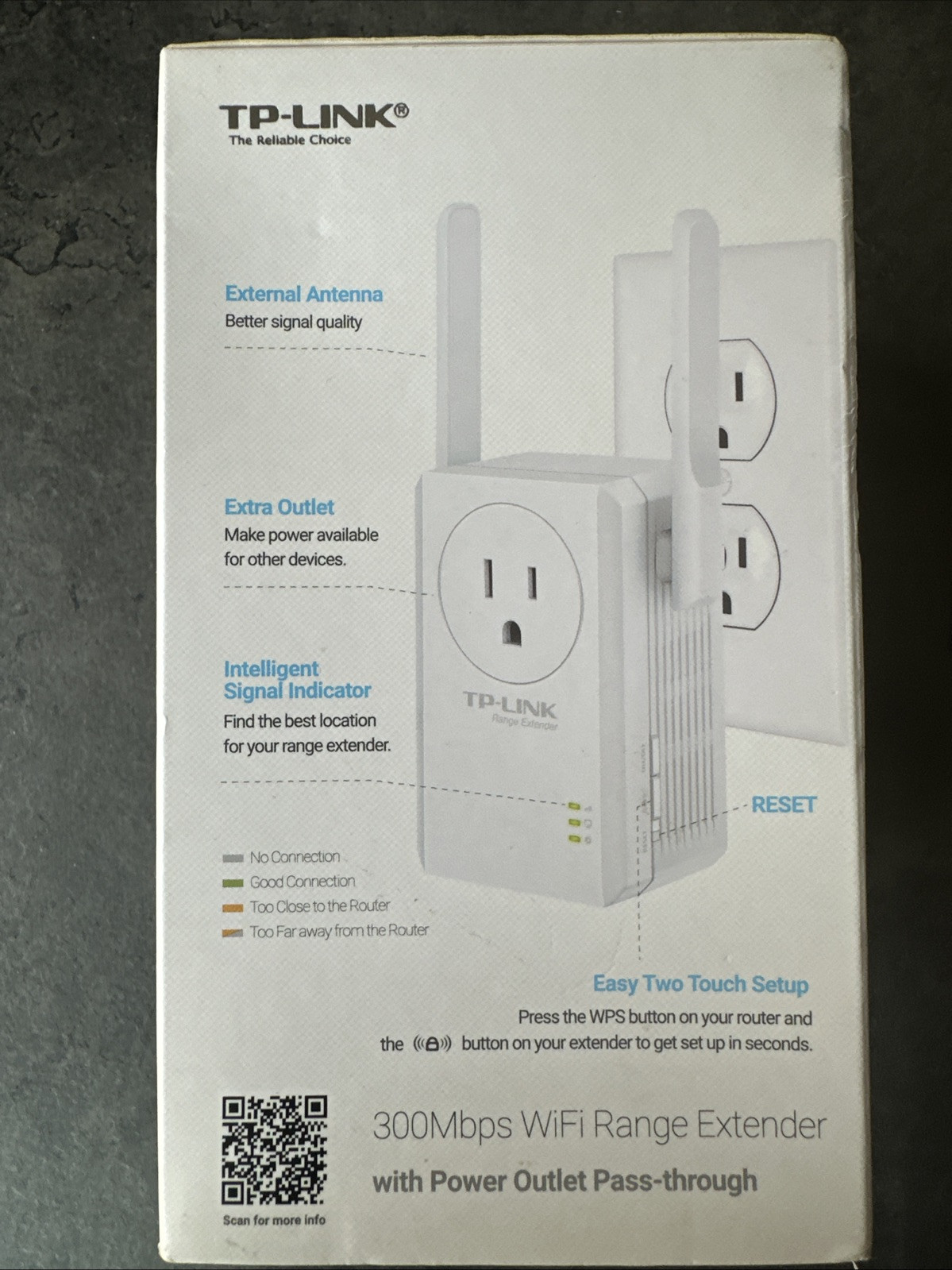 TP-LINK 300Mpbs Wi-Fi Range Extender Power Outlet Pass-though TL-WA860RE N300