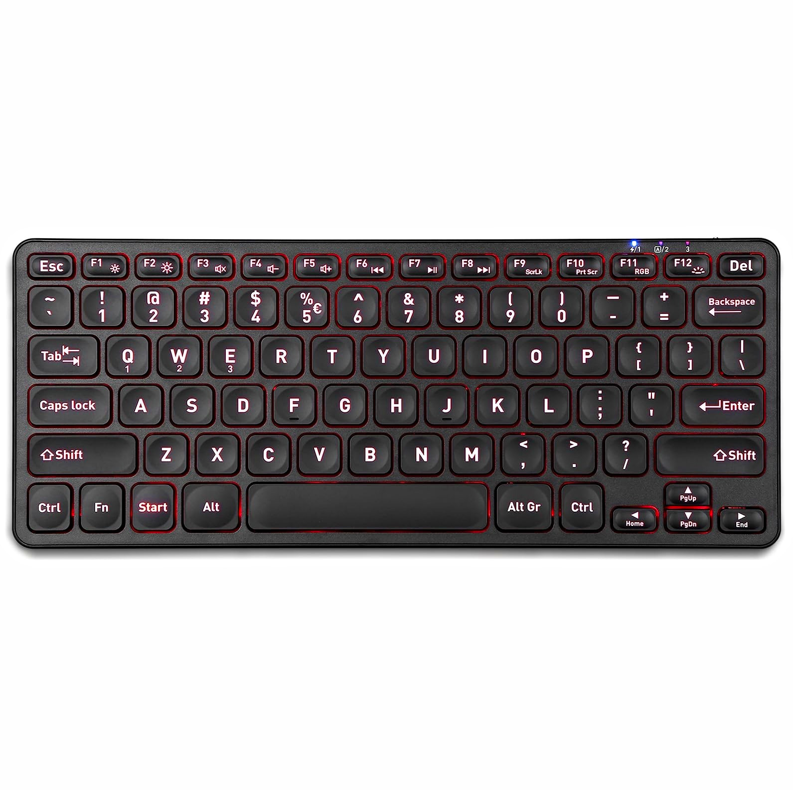 Perixx PERIBOARD-832RGB Wireless RGB Backlit Mini Keyboard - Up To 3 Multi-Devic