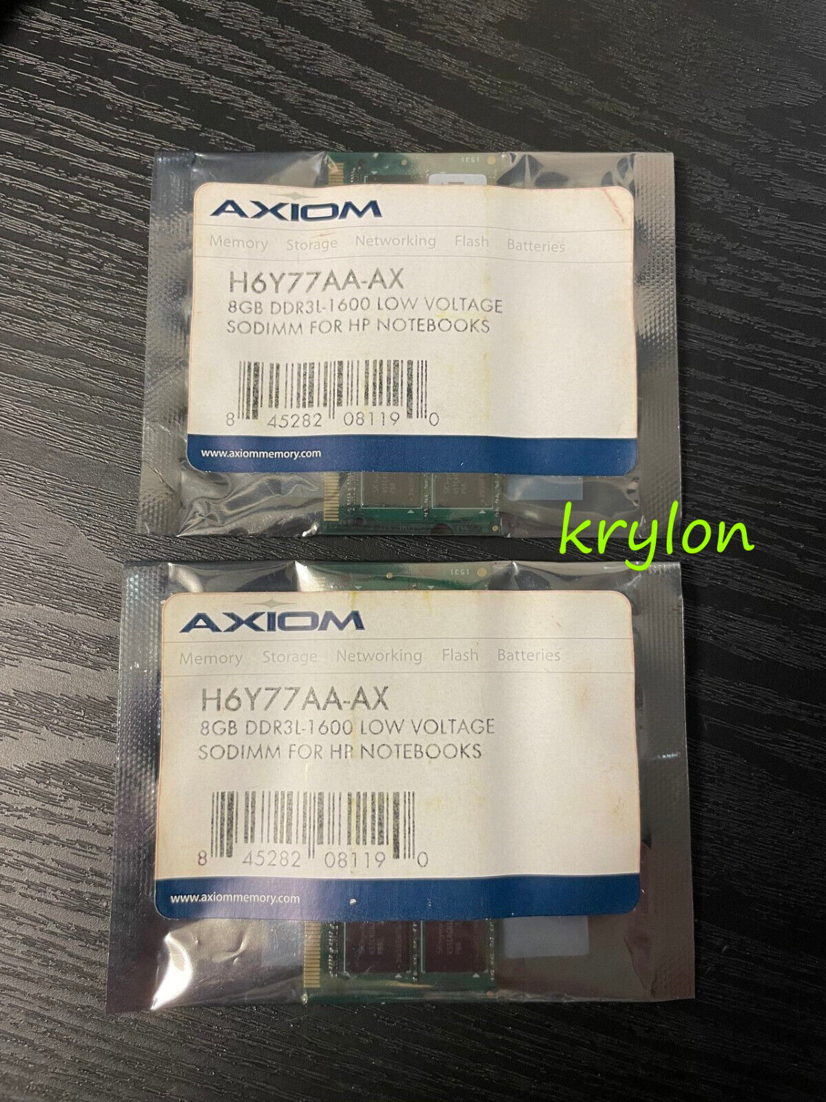 Axiom 2x8GB 16GB H6Y77AA-AX DDR3-1600 PC3L-12800 DDR3L Low Voltage SODIMM Laptop