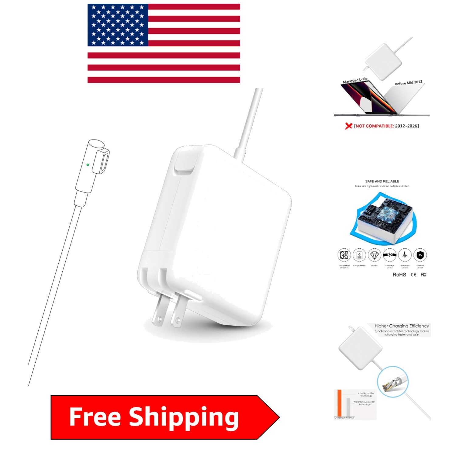 Replacement 60W Mag 1 Power Adapter for MacBook Pro - Fast Charging Solution
