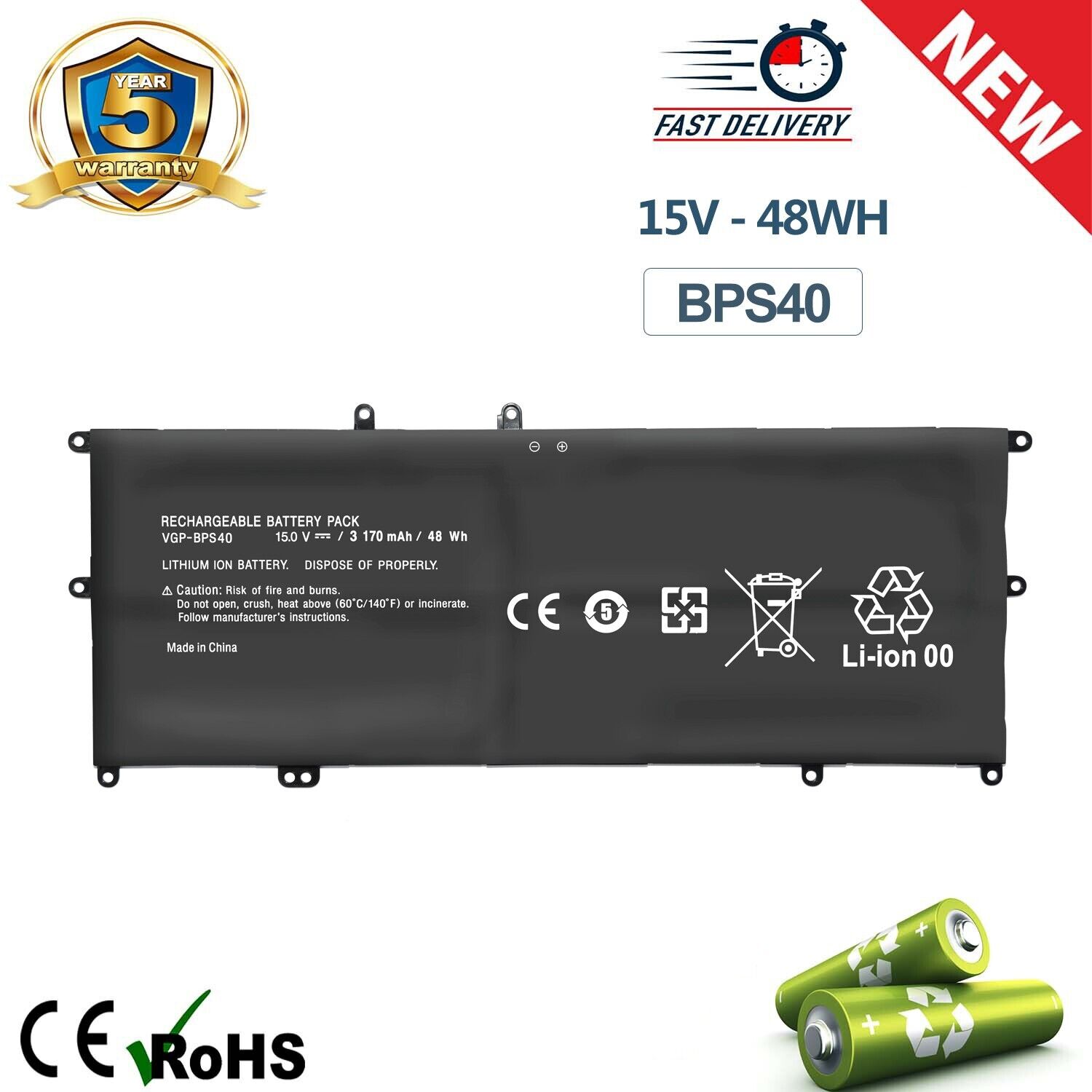 15V VGP-BPS40 Laptop Battery for Sony Vaio Flip SVF 14A 15A SVF14N SVF14N11CXB