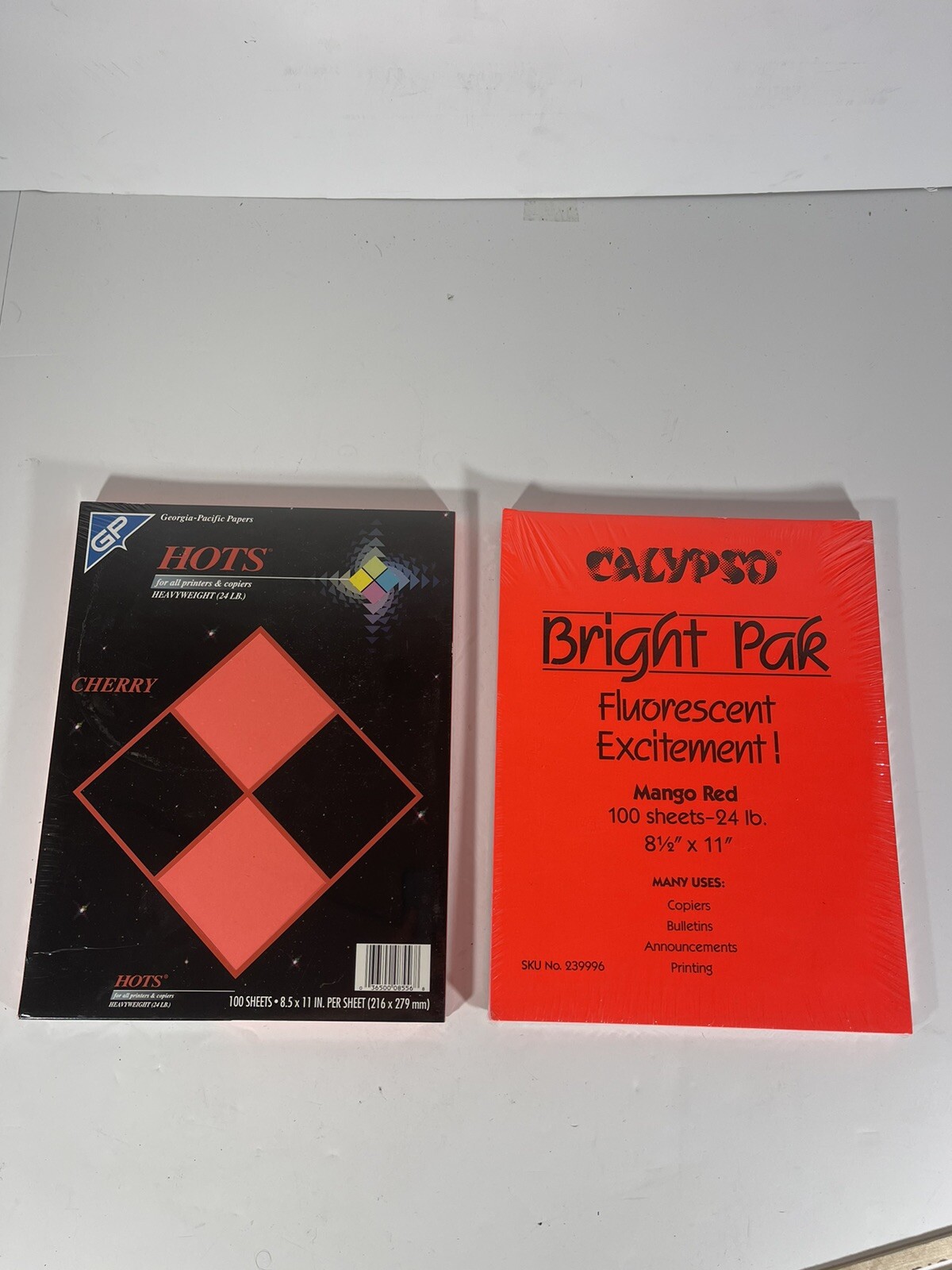 2 Pack (200 Sheets) Bright Fluorescent Neon Paper Print Signs Mango Red & Cherry