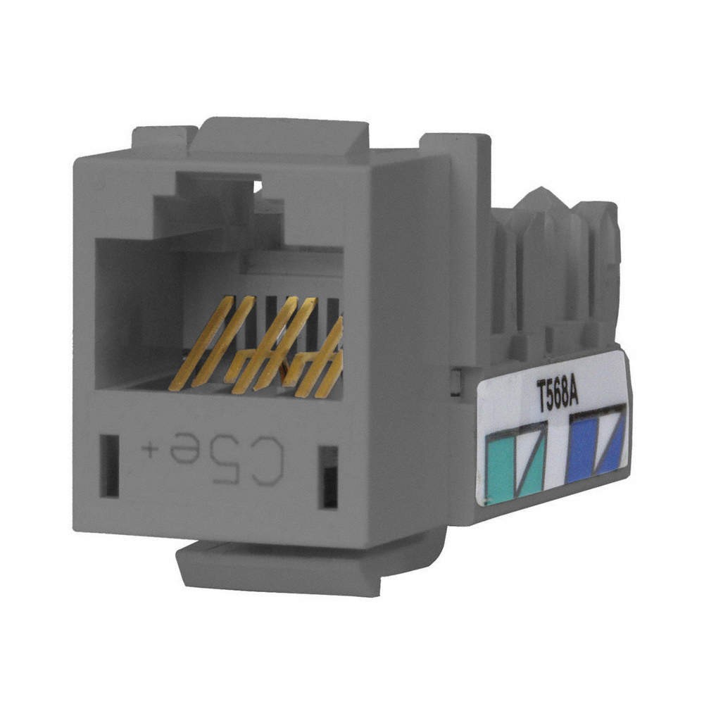 HUBBELL PREMISE WIRING HXJ5EGY Jack,Gray,Cat5e,Rj45 5LV59