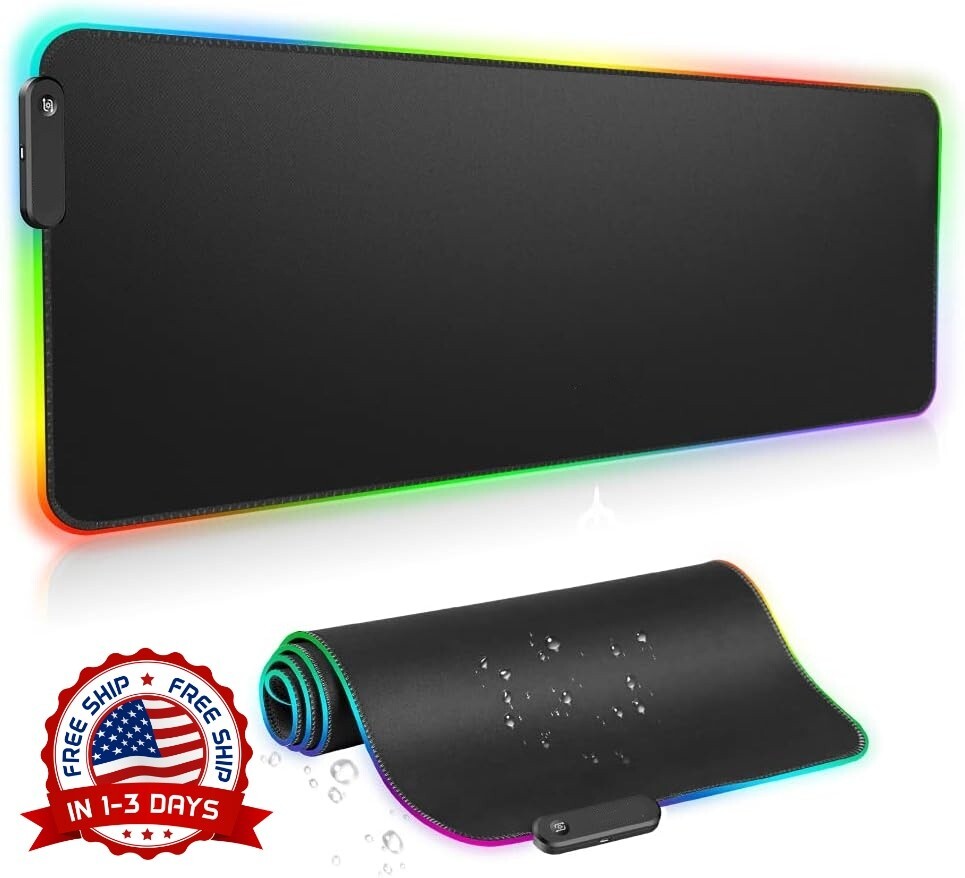 Alfombrilla De Ratón Para Computadora Con LED RGB Brillante Antideslizante Largo