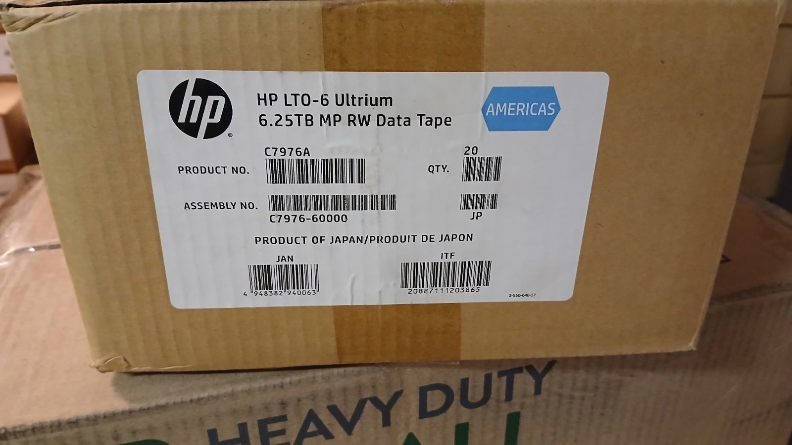 HPE C7976A LTO-6 Ultrium 6.25TB RW New Sealed Data Tape Cartridge 20pk (20Tapes)