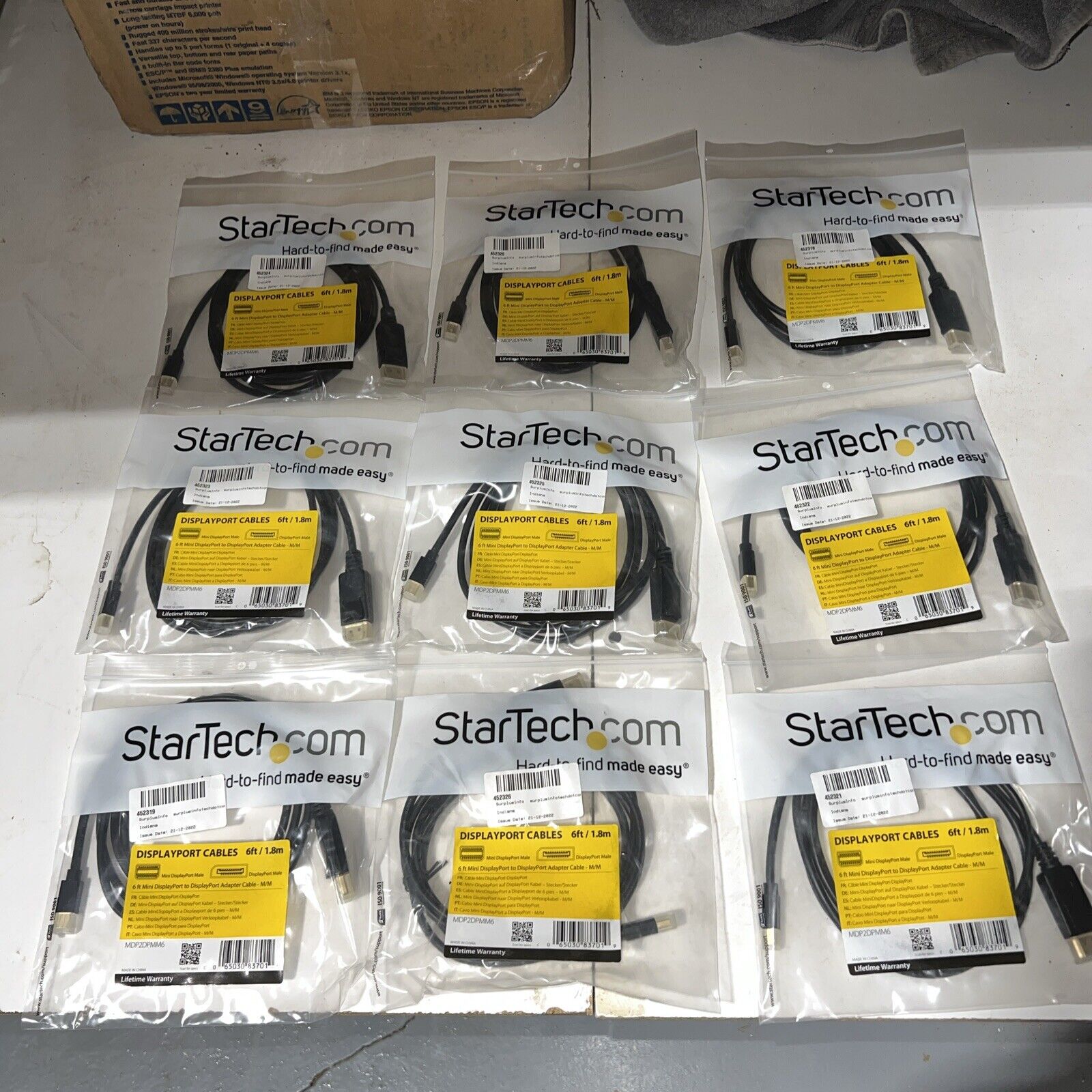 Z -  *LOT OF 9* STARTECH.COM 6ft/1.8m Mini DisplayPort Display Adapter Cable-M/M