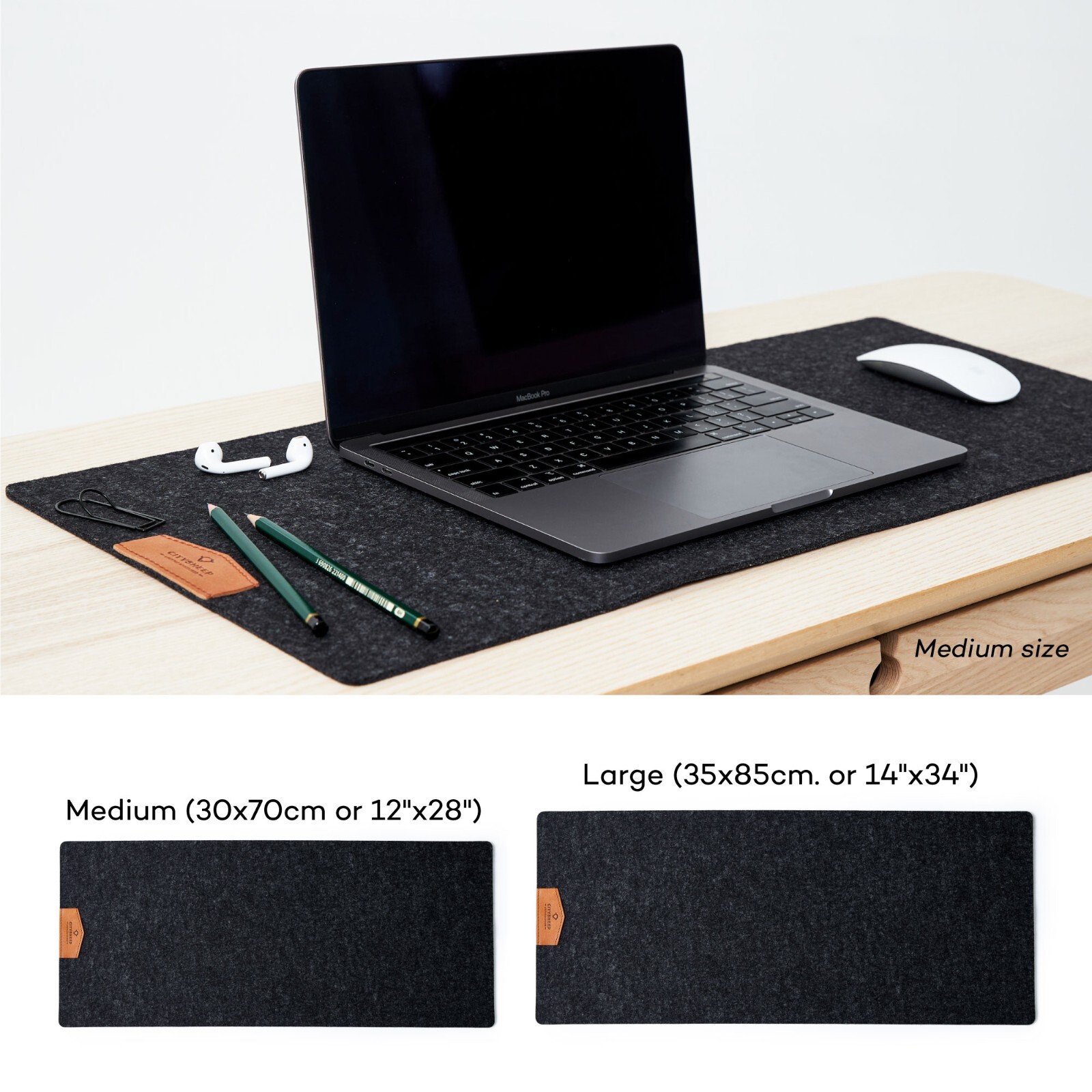 Natural Soft Wool Felt Desk Mat, Desk Pad 21"x28" (30x70 cm) Biodegradable