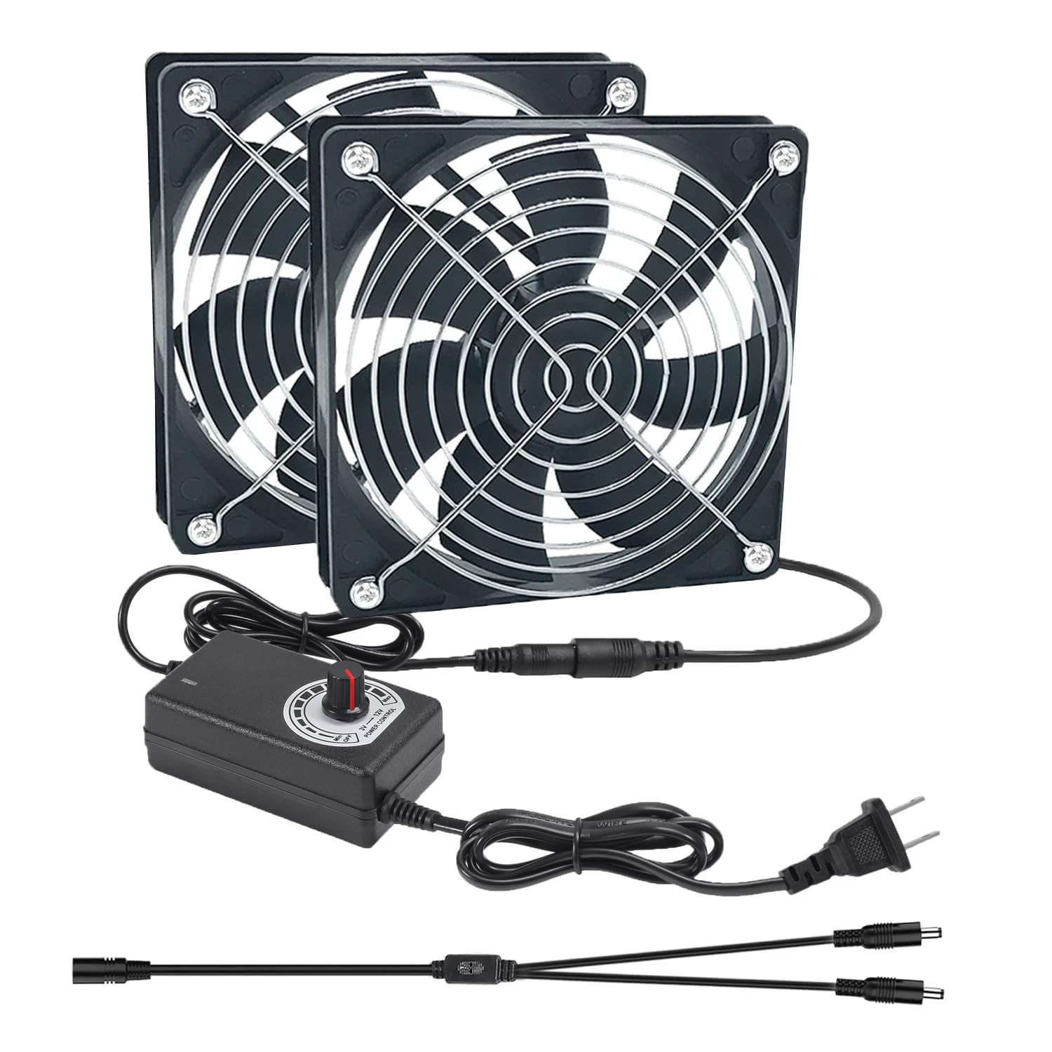 2 X 120Mm Computer Fan with AC Plug 110V 220V Powered 2X120Mm Set