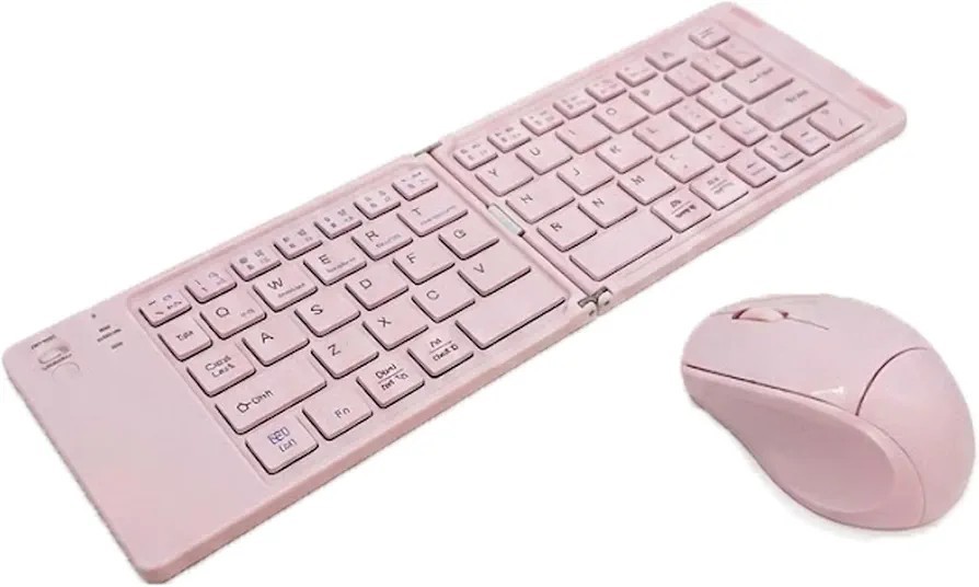 Foldable XO Poppy Wireless Keyboard & Mouse Set - Pink 