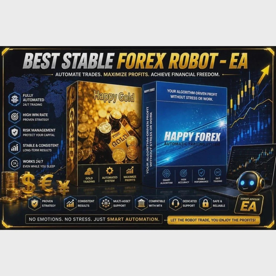 Happy Gold EA MT5 | XAUUSD Trading Robot | Forex Expert Advisor | Automated Bot
