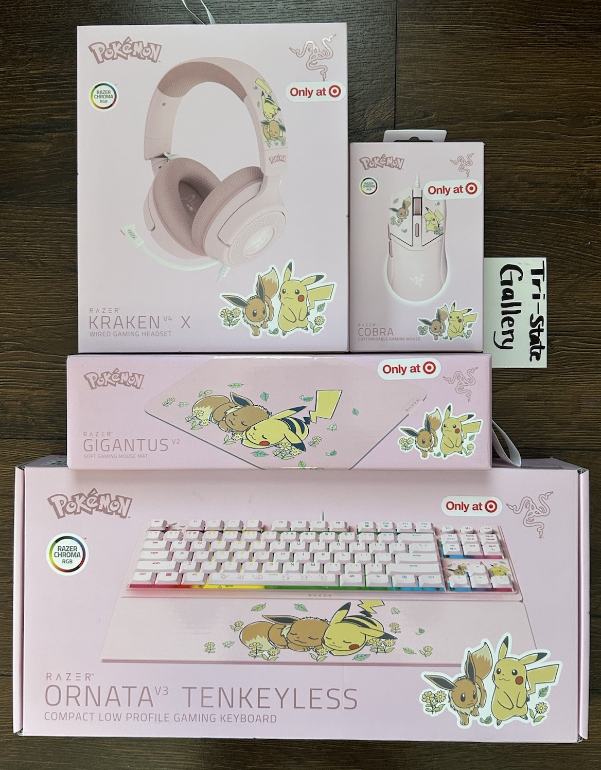 Pokemon Razer FULL SET Keyboard | Headphones | Mouse | Mousepad Pikachu & Eevee