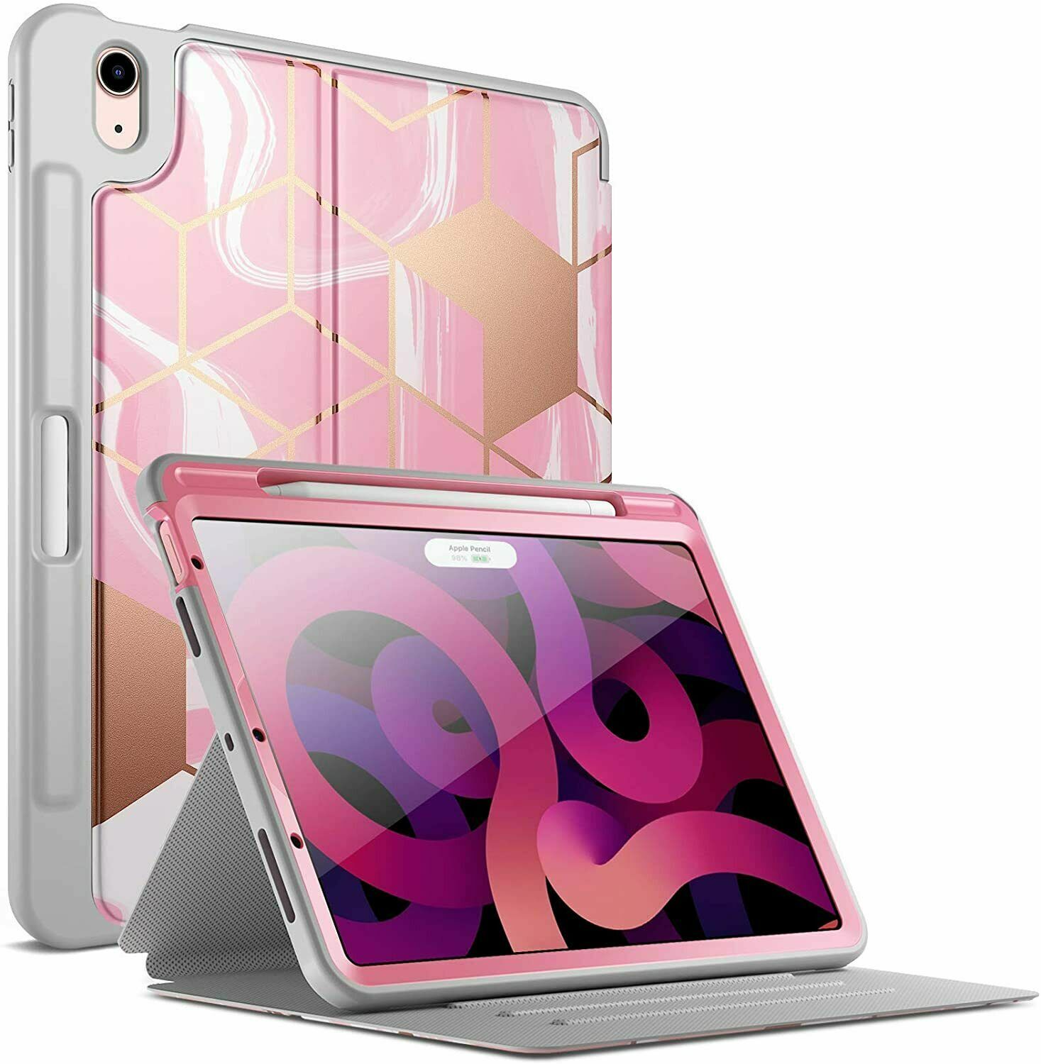 For iPad Air 4 / Air 5 Tablet Case Popshine Premium Stylish Folio Cover Pink