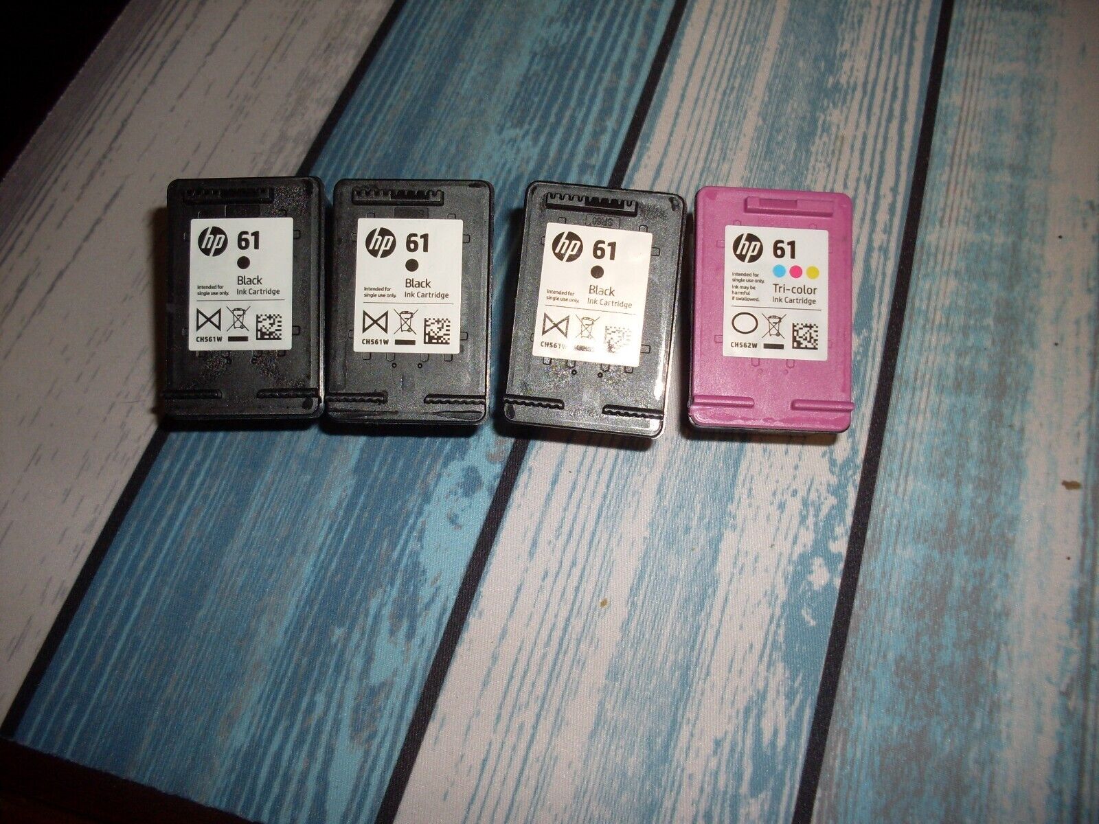 Empty / VIRGIN 3 HP 61 Black 1 61 Color Ink Cartridges Lot of 4 Never Refilled 