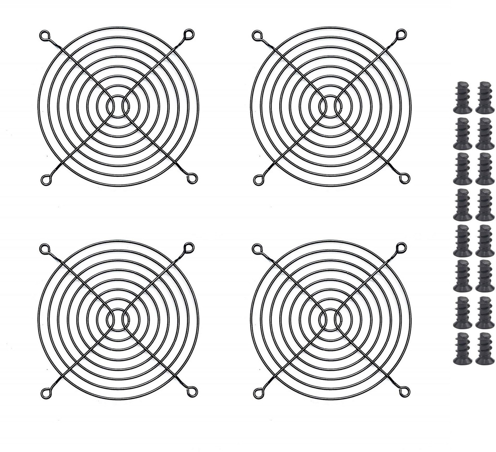 Easycargo 120mm Fan Grill Guard 4?Pack Black Metal Cooling Fan Protector w Sc...