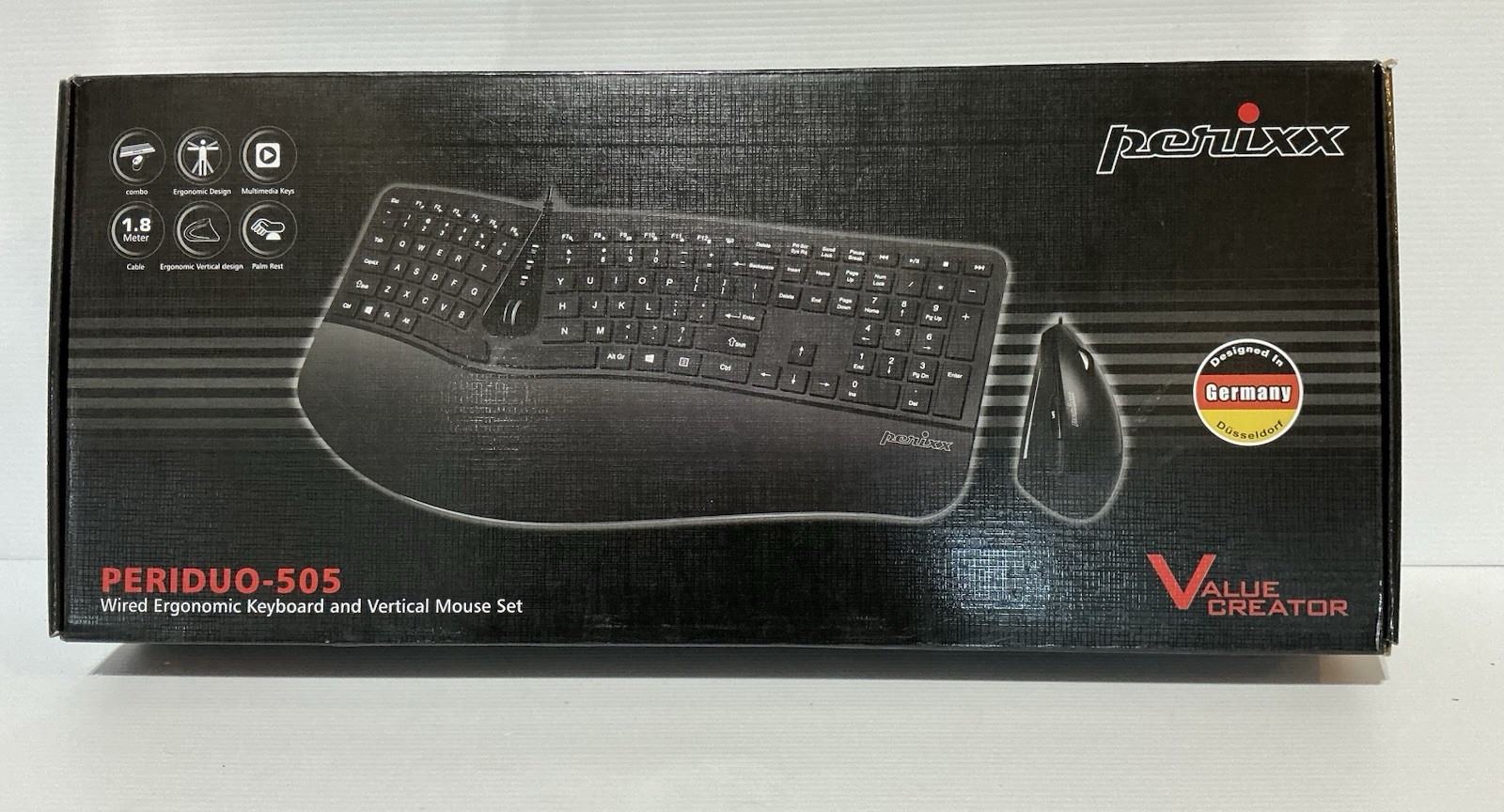 Perixx PERIDUO-505, Ergonomic Keyboard and Mouse. (New-Open BOX)