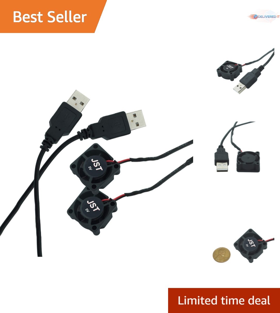2pcs USB 5V DC Cooling Fan 25x25x10mm Quiet Computer Electronics Cooler