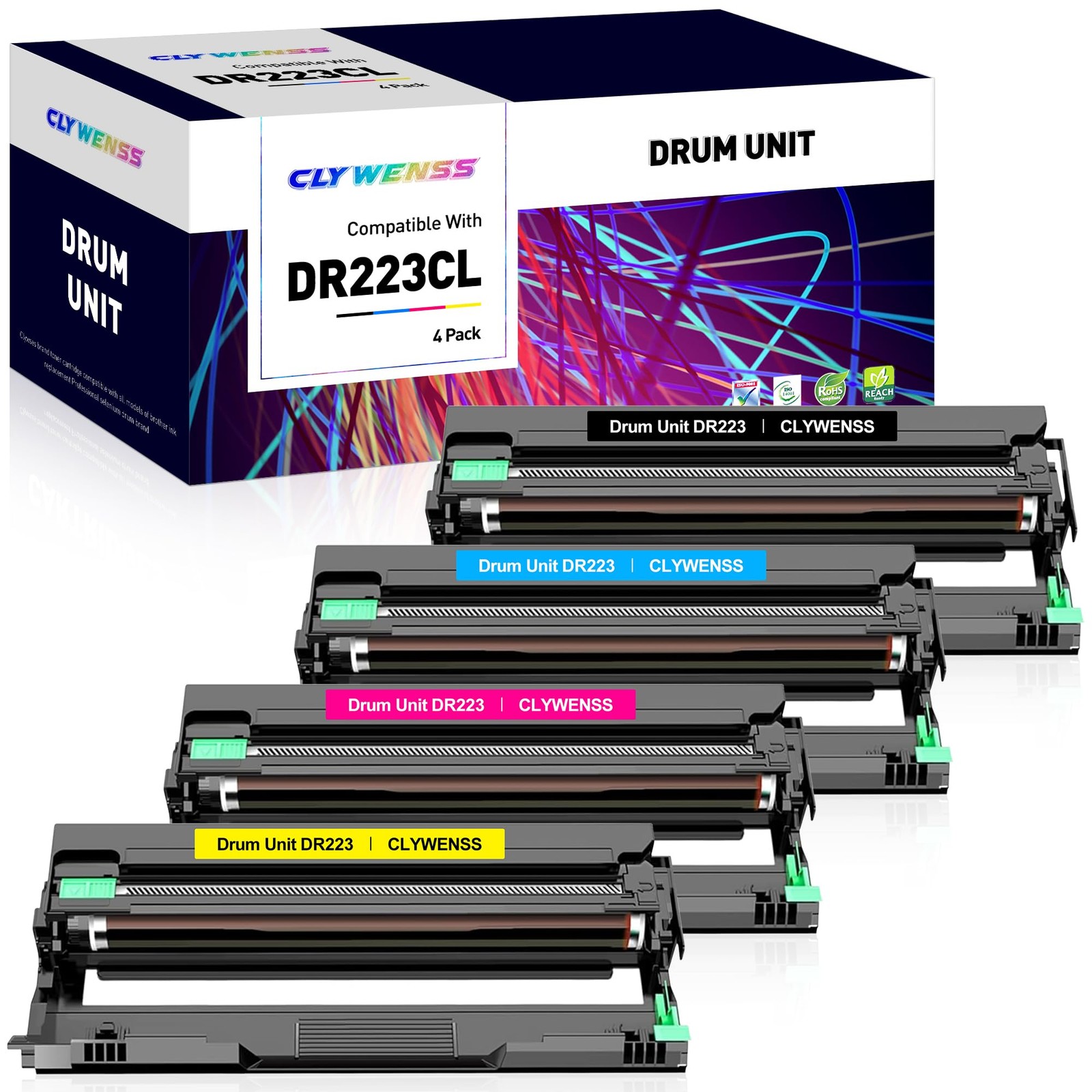 DR223CL Drum Unit Set 4-Pack for Brother DR223CL DR223 DR-223CL for MFC-L3710...