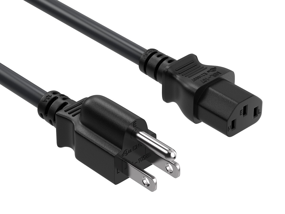 12ft NEMA 5-15P to C13 Shielded Heavy Duty Universal Power Cord, 18 AWG, 10A/...