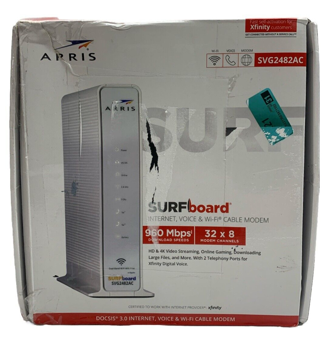 ARRIS Surfboard (24x8) DOCSIS 3.0 Cable Modem (SVG2482AC) HD & 4K Video Streamin