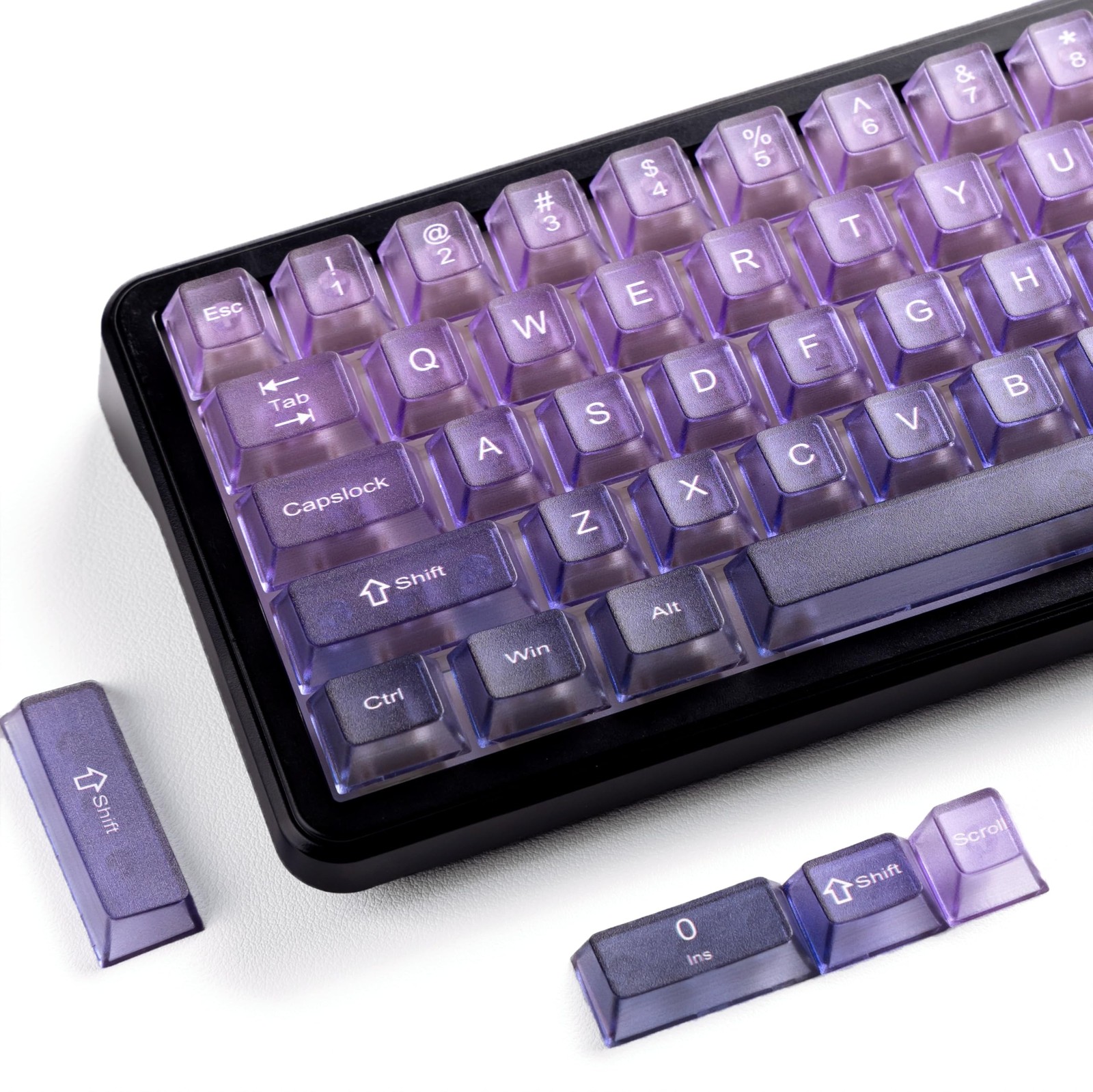 Gradient Purple Frosted keycaps,Translucent Keyboard keycaps,Jelly Key caps S...