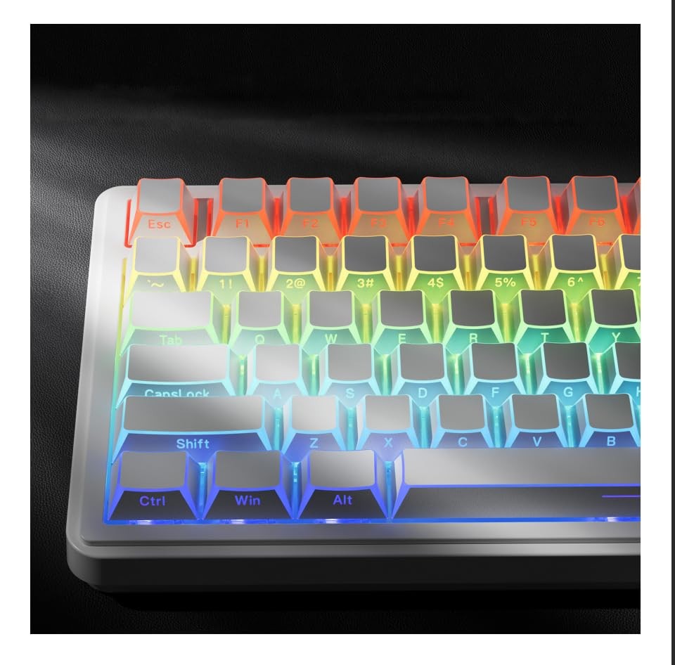 136 PCS XVX White Prism Shine Through PBT Doubleshot Cherry Profile Keycaps