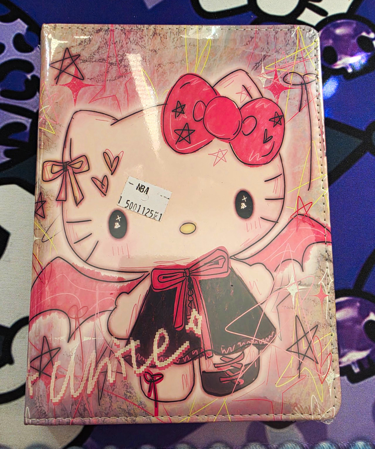 HK Pink/White Faux Leather Hardcover Notebook With Colored Paper