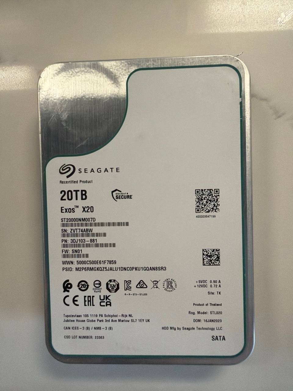 Seagate Exos X20 20TB 7200RPM 3.5" SATA III Internal Hard Drive