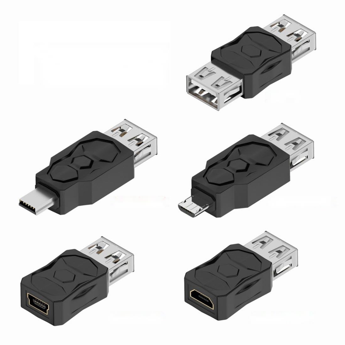chenyang 5 Pack USB 2.0 Connector Female - Mini - Micro 5 PACK 