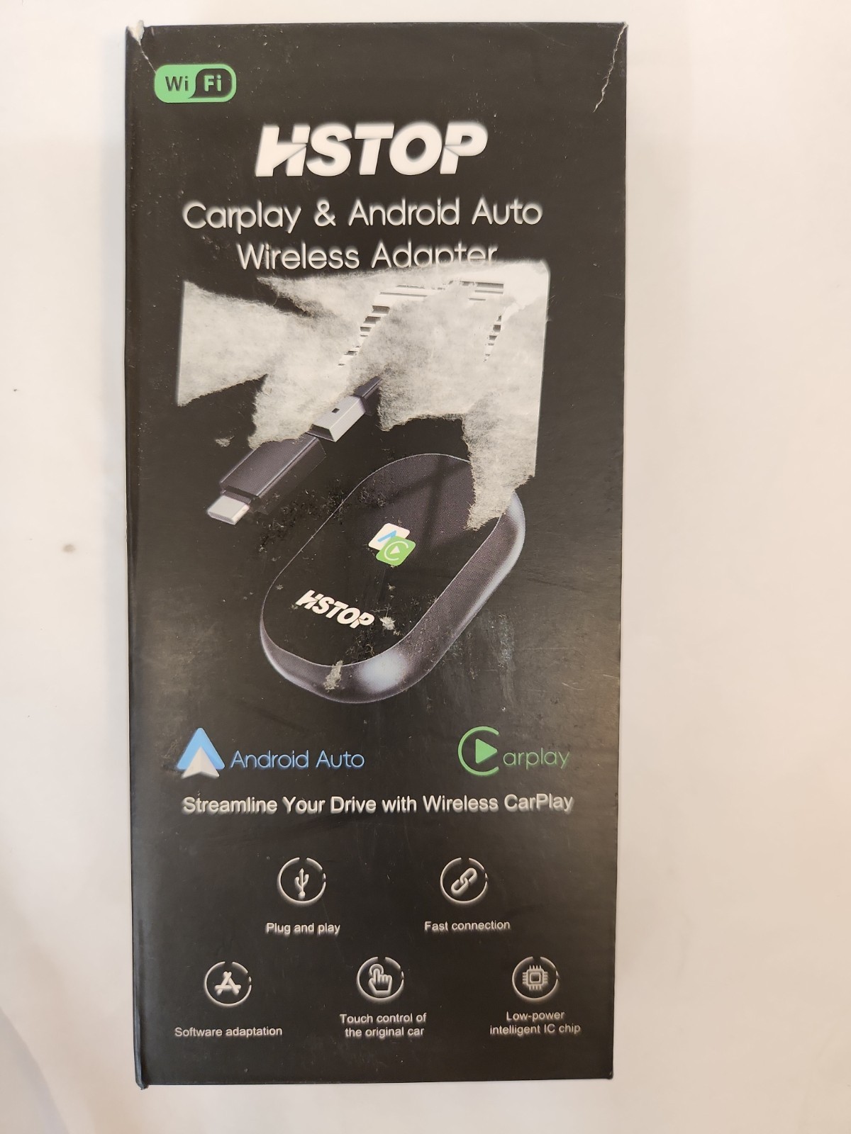 HSTOP 2in1 USB Wireless Carplay Android Auto Car 5.8Ghz WiFi Bluetooth Adapter