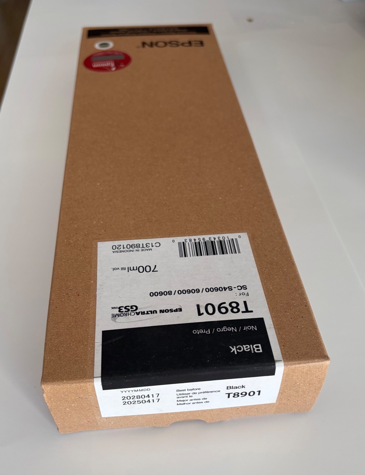 GENUINE Epson GS3 Black Ink 700ml T8901 for SC-S40600 60600 80600 Printer