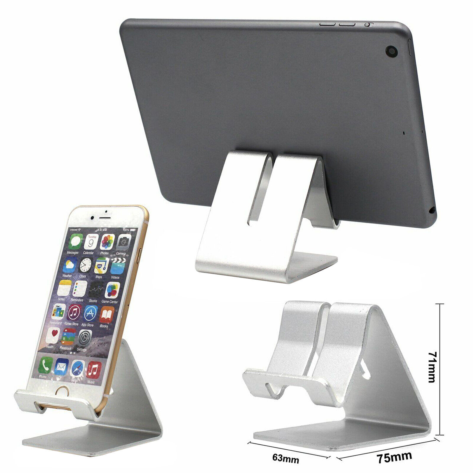 Silver Luxury Aluminium Alloy Metal Holder Stand Mount for Cellphone iPad Tablet