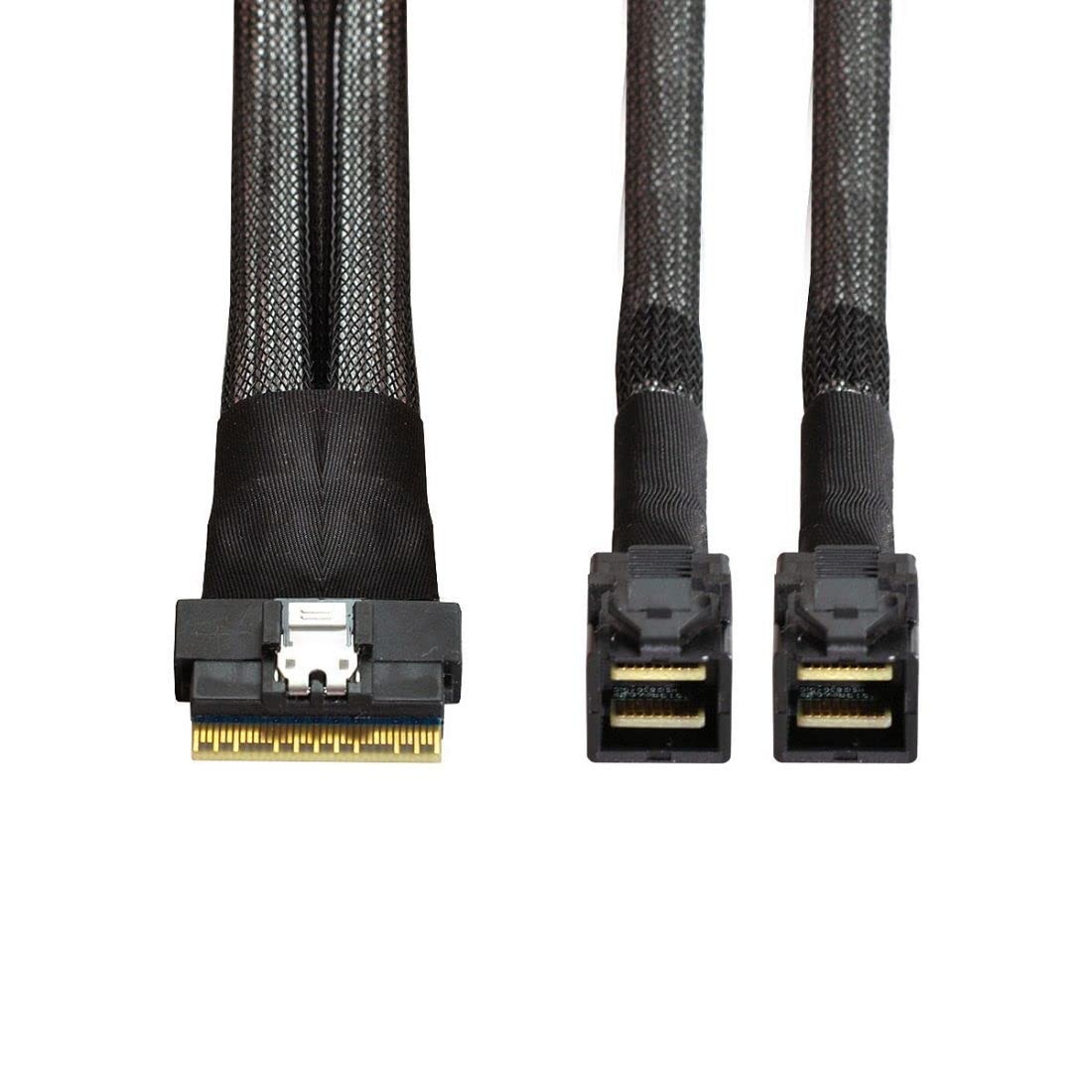 1.64FT SlimSAS to Mini SAS HD Cable,SFF-8654 8i 1 to 2 SFF-8643 4i Cable for ...