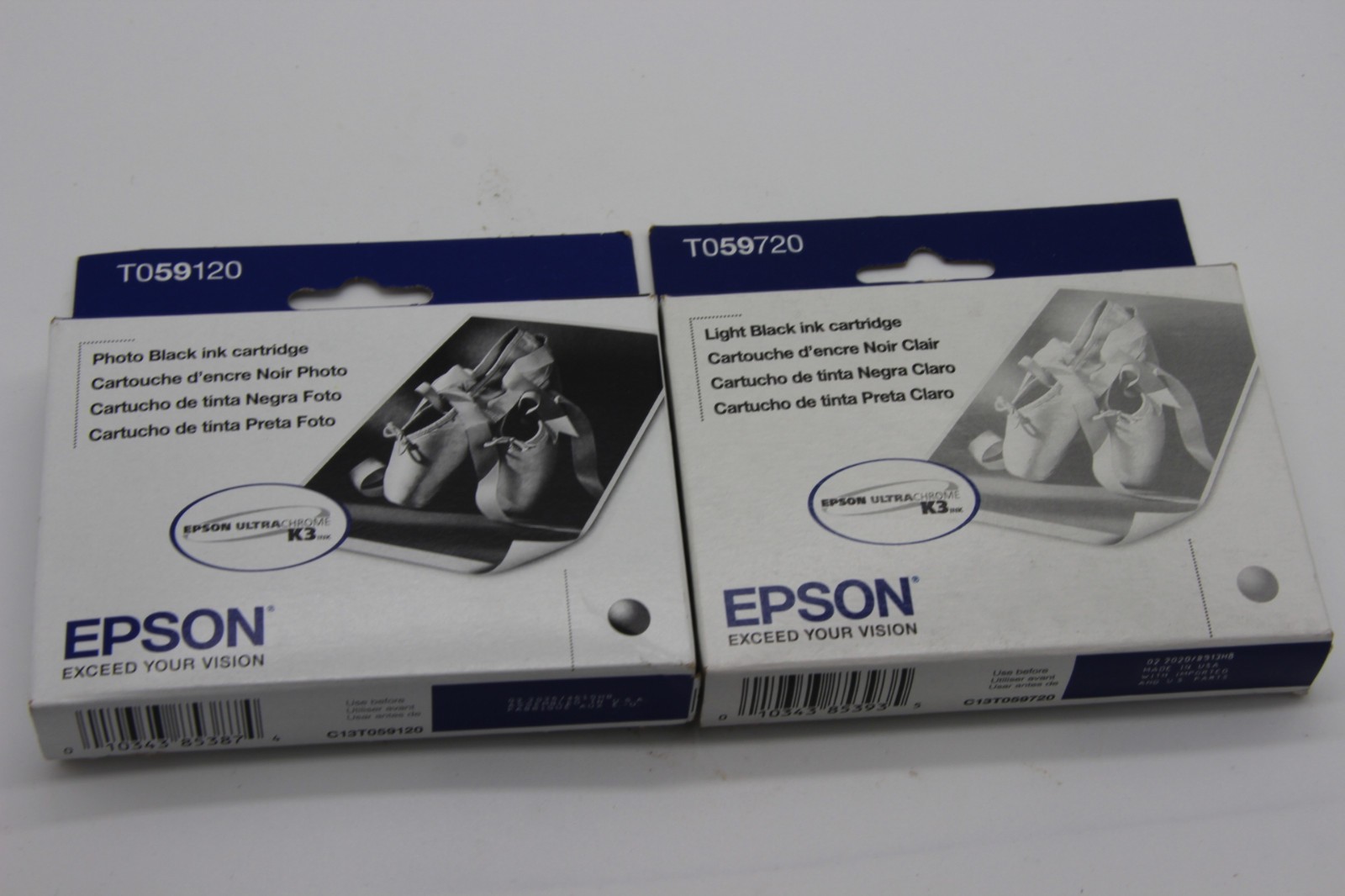 2-Pack Genuine Epson R2400 Ink Cartridges - Light Black, Photo Black