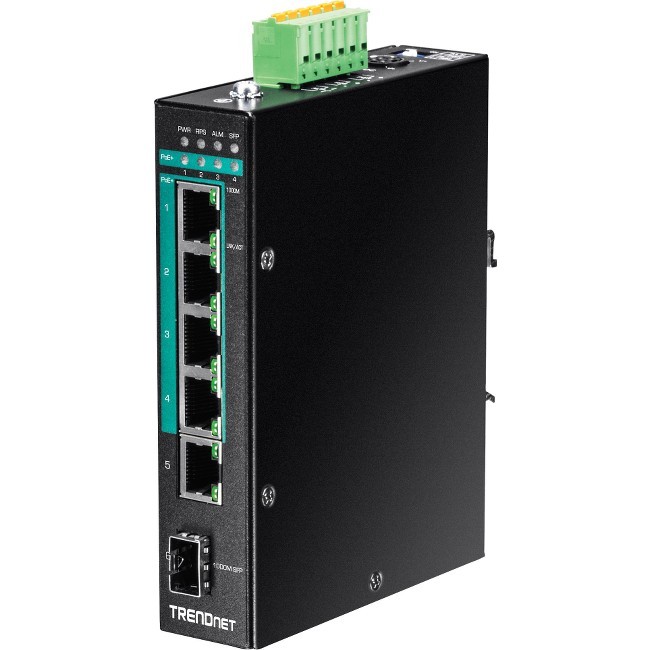 TRENDnet 6-Port Hardened Industrial Gigabit PoE+ Layer 2 Managed DIN-Rail Switch