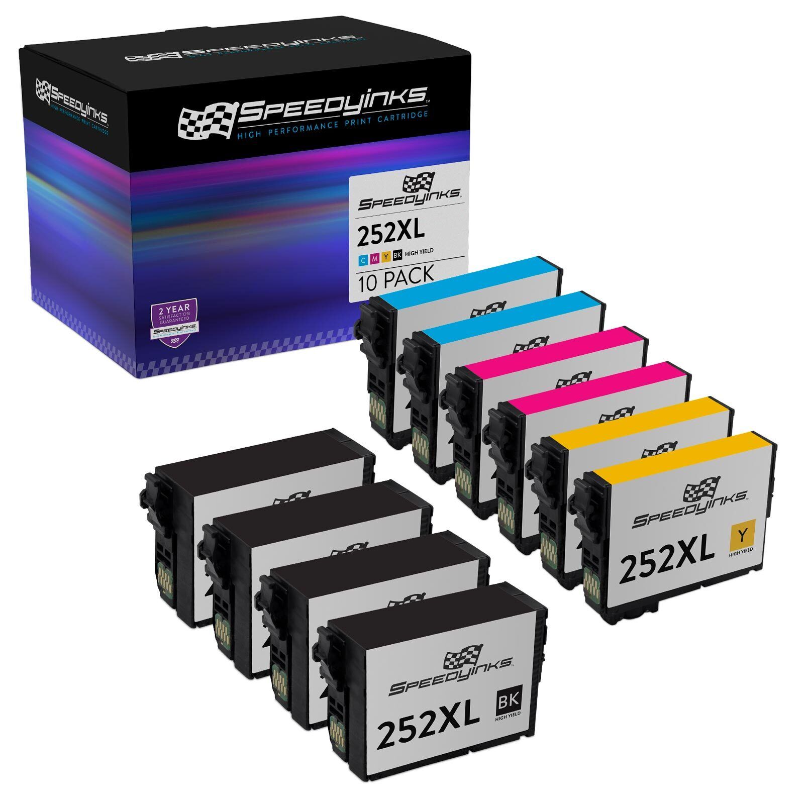 SPEEDYINKS Replacements for Epson 252XL High Capacity Ink Cartridges Combo 10pk
