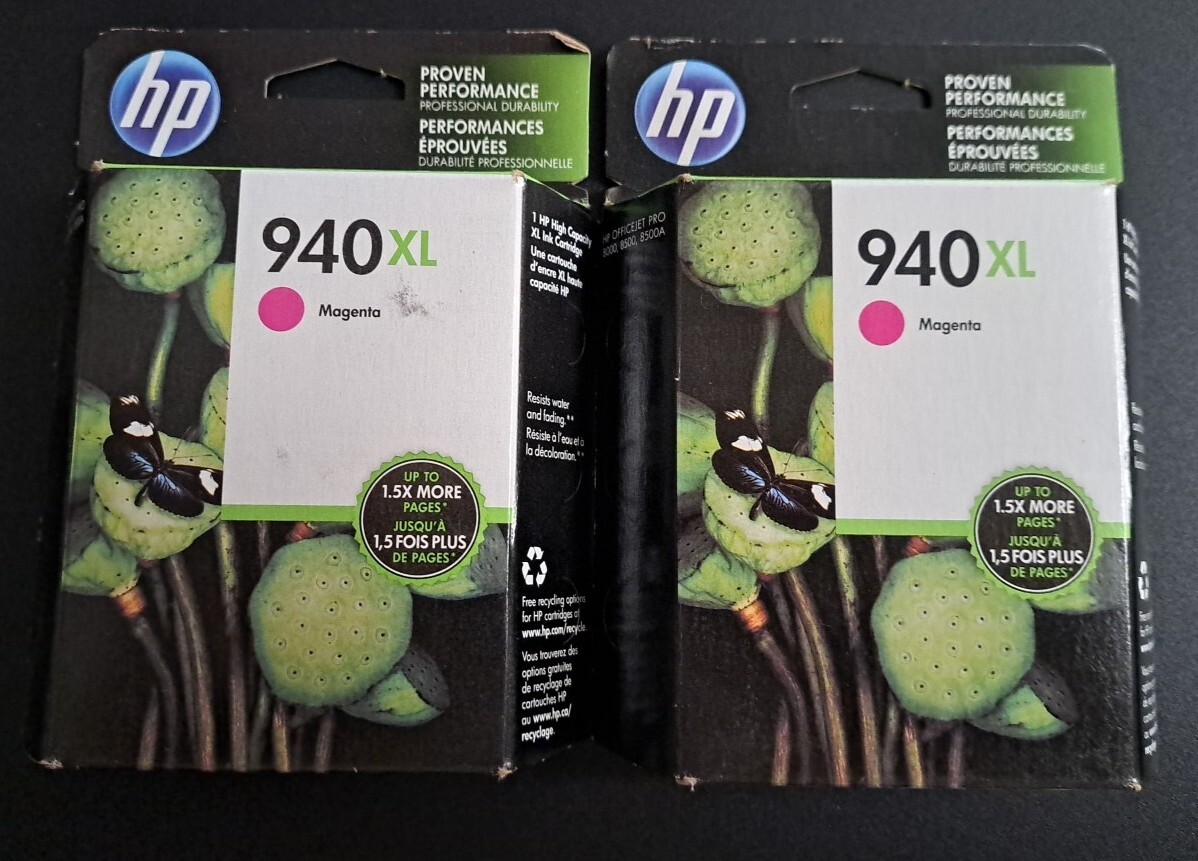 Lot Of 2 HP 940XL Magenta Ink Cartridge C4908AN Genuine EXP 04/2018 #X174