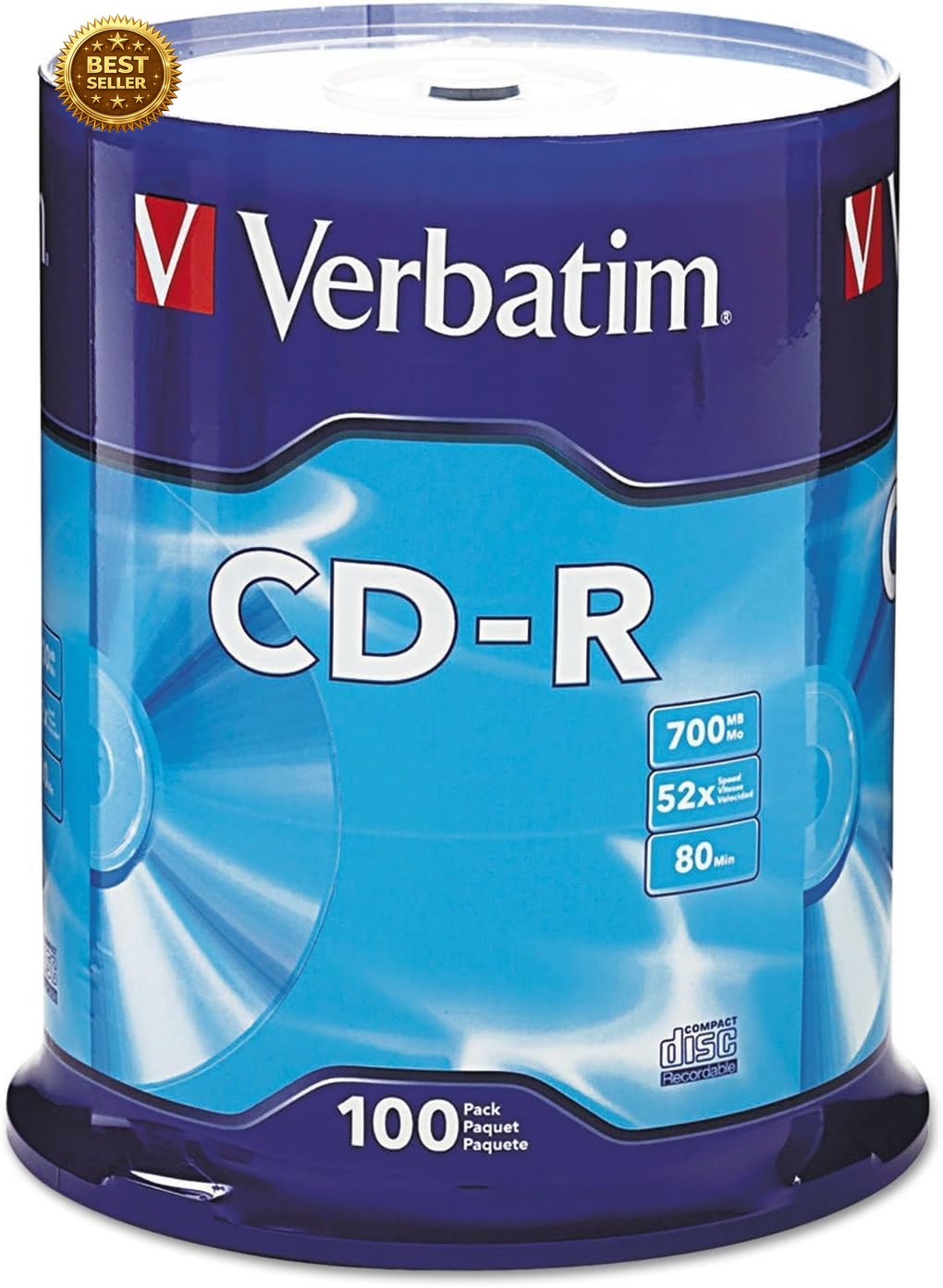 100 Pack CD-R Blank Discs 700MB 52X Fast Burn Music Data Storage Spindle