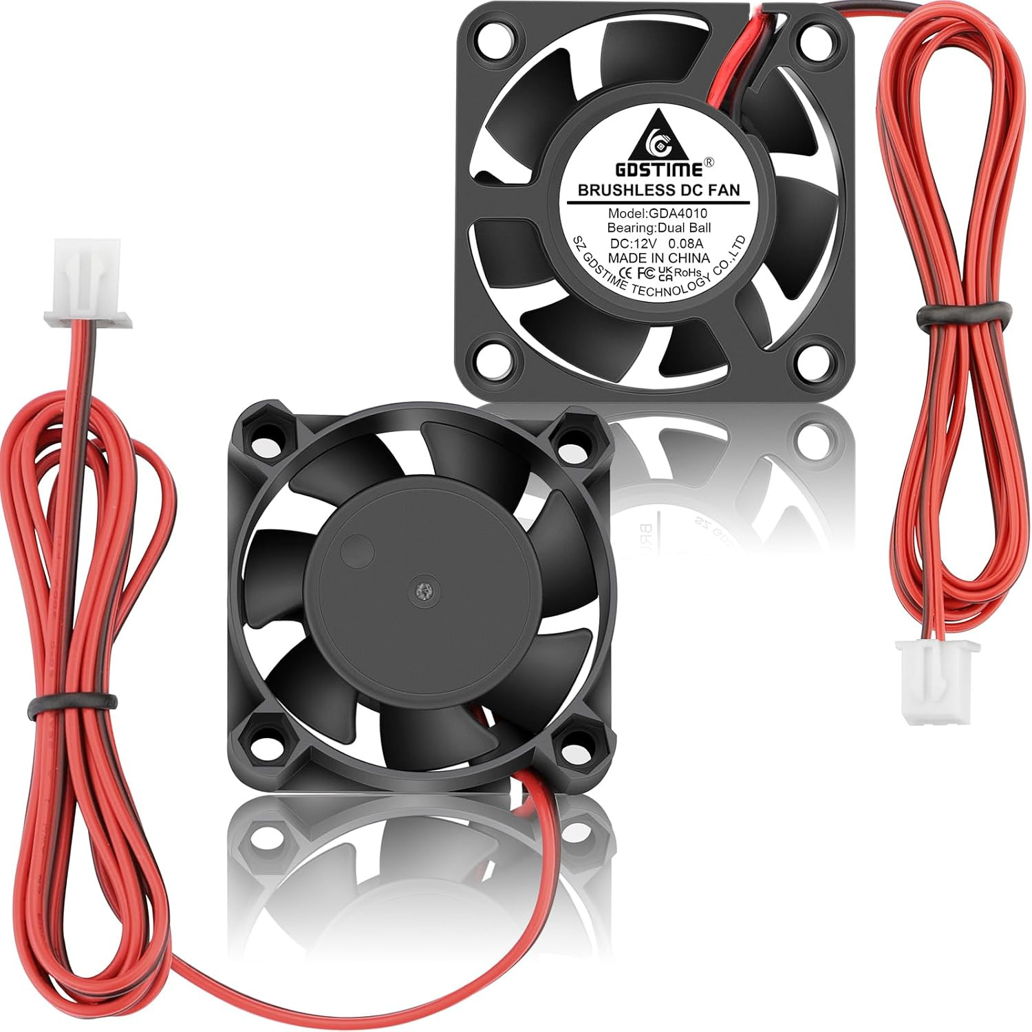 GDSTIME 4010 Fan 12V 40Mm X 10Mm 2-Pin Dual Ball DC Brushless Cooling 2Pcs |