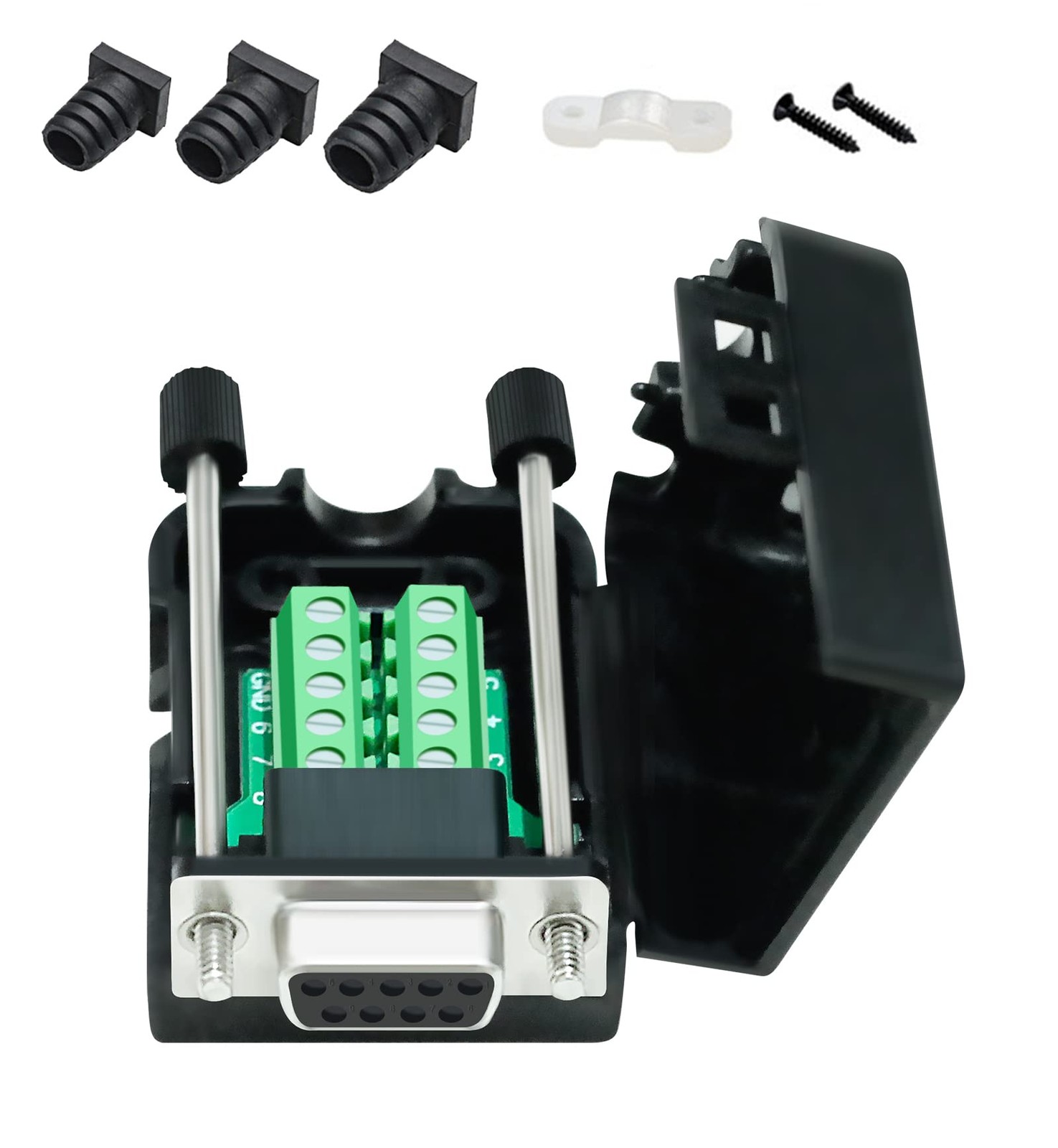 DB9 Breakout Connector DB-9 Female RS232 Serial Adapter Solderless Module Boa...