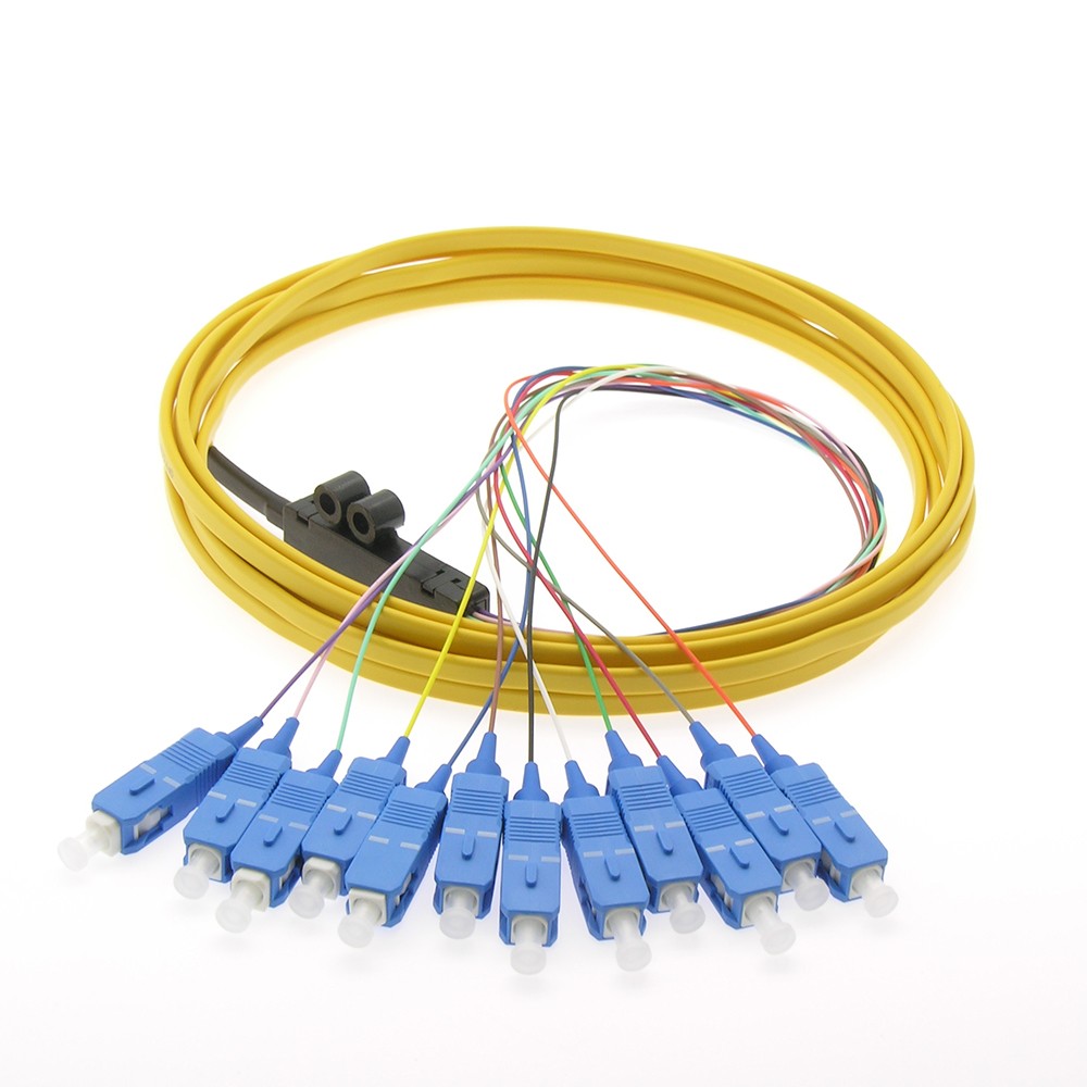 15 Pack of 3m 12-Fiber SC/UPC Singlemode Flat Ribbon Pigtail Yellow