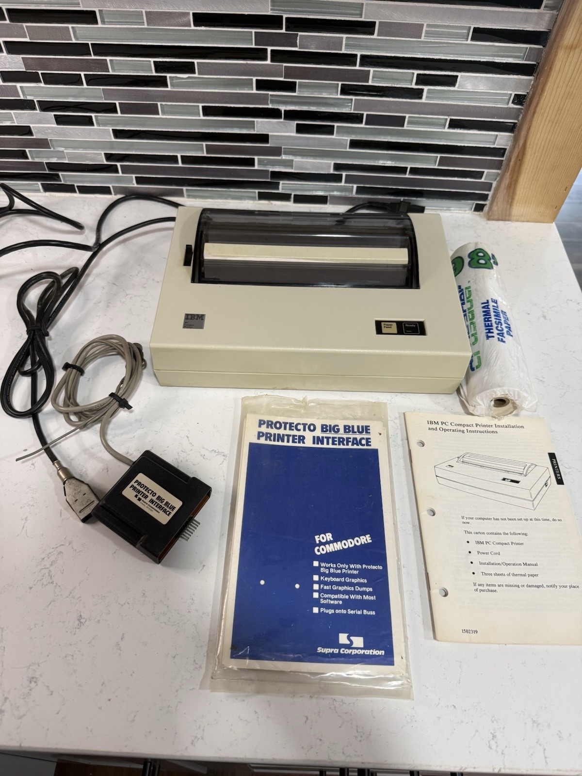 Vintage IBM 5181001 Thermal Printer Commodore 64 Protecto Big Blue Interface