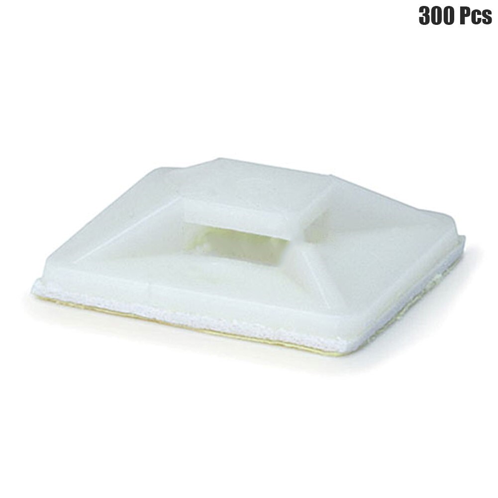 300x Self Adhesive Cable Wire Zip Tie Mount Base Clamp Clip Wall Holder 25x25mm