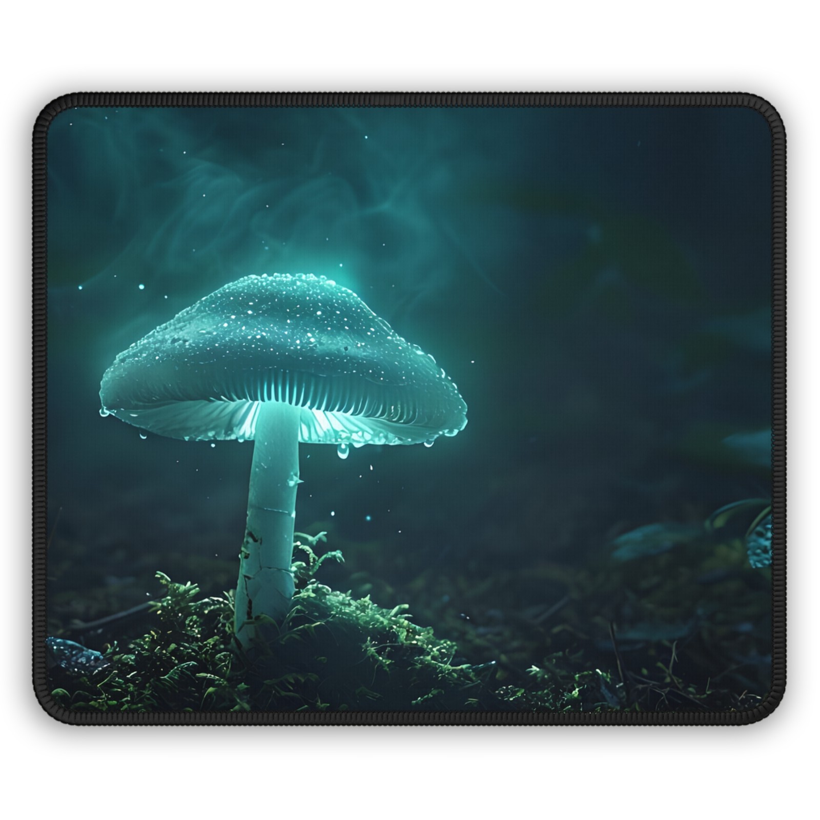 Glowing Bioluminescent Mushroom Gaming Mouse Pad | Fantasy Forest Desk Mat
