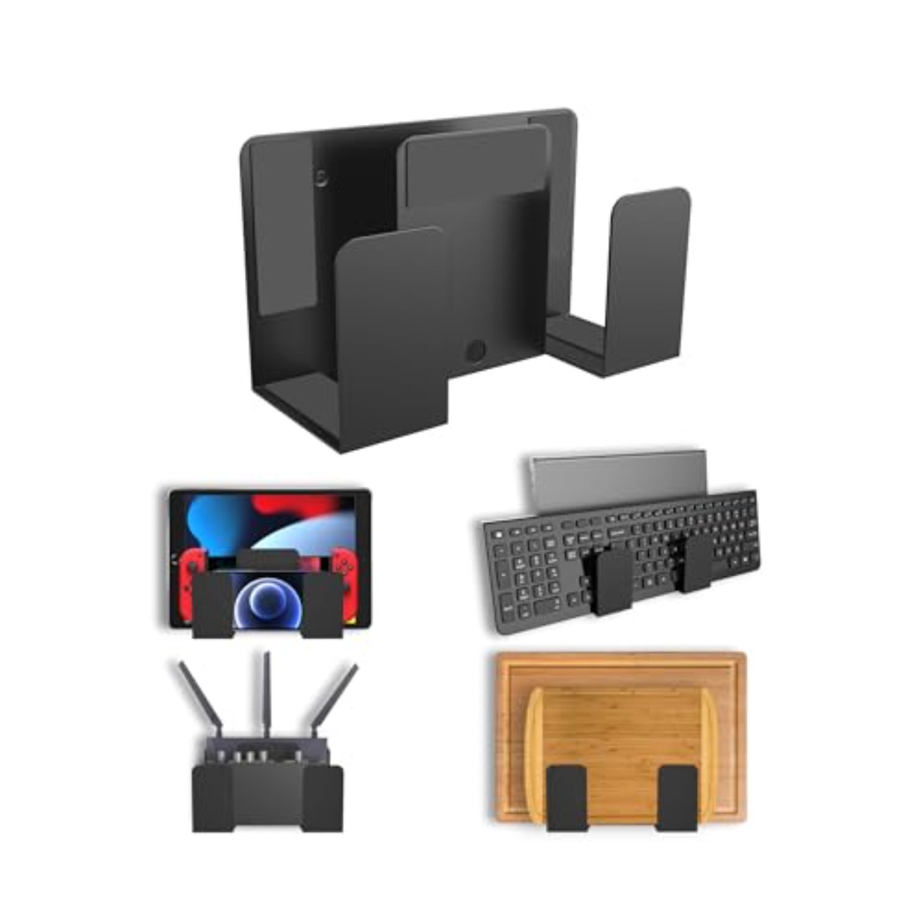 Universal Wall Mount Two Tier Metal Shelf 22 lb Laptop Keyboard Tablet Router