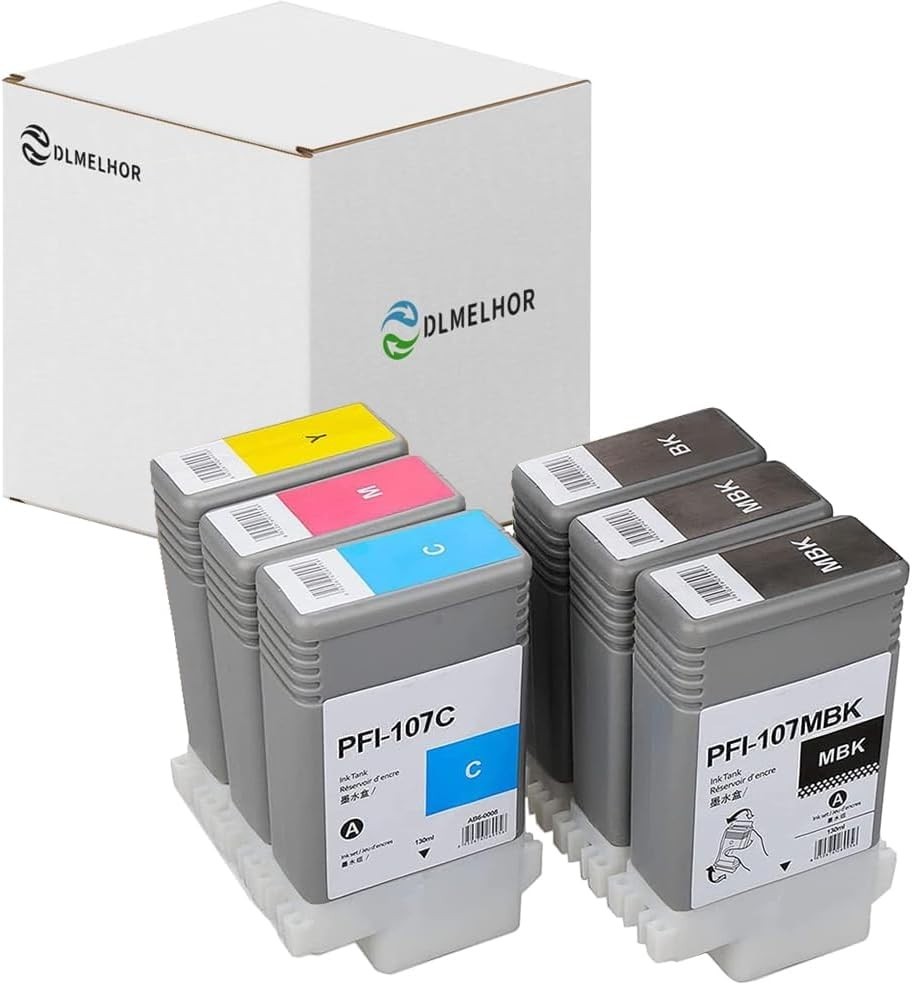 PFI-107 Ink Cartridges 6 Pack Compatible Canon iPF500 510 600 605 610 650 655 70
