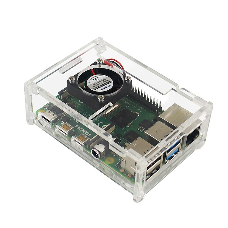 Raspberry Pi 4 Model B Clear Acrylic Case Enclosure Box Kit with Cooling Fan US