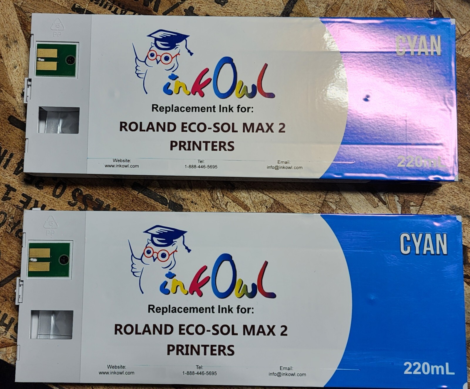 220ml InkOwl CYAN Compatible Cartridge for Roland ECO-SOL MAX 2 (WRO-EM2-220C)