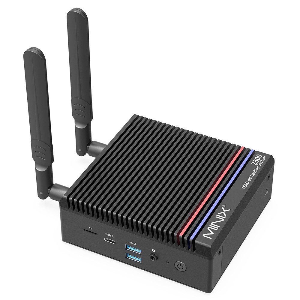 MINIX Z300-0dB Fanless Mini PC Intel N300 DDR4 RAM M.2 SSD Windows 11 Pro 4K