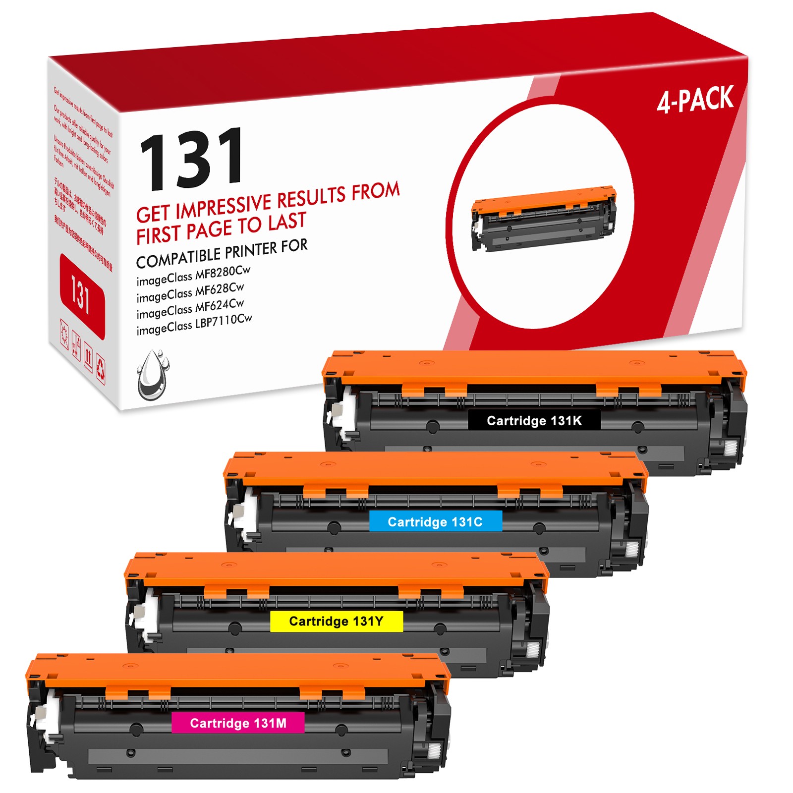 4x CRG131 BK Y C M Laser Toner For Canon 131 ImageCLASS MF8280Cw MF624Cw 628Cw